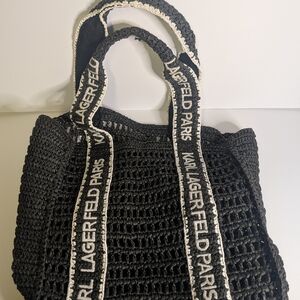 Karl Lagerfeld Black Crochet Tote Bag